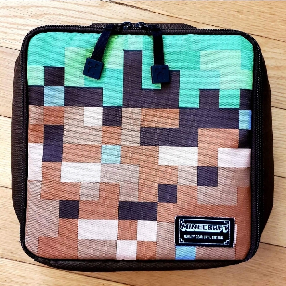 LICENSED Jinx Mojang MINECRAFT Dirt Black Insulated Lunch Bag‎ Tote Cooler